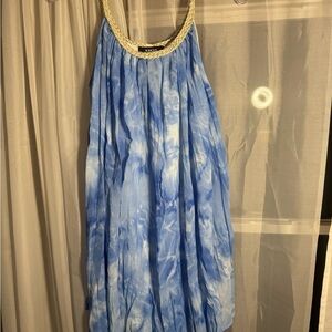 Kaktus Blue and White Mini Dress- spring, beach, vintage, Y2K